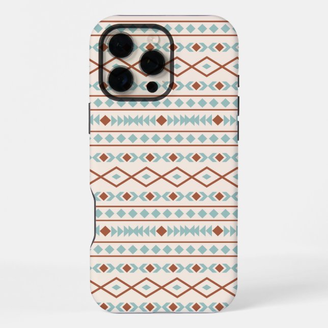 Coque iPhone Aztec Formes Motif rouille crème Turquoise (Verso)