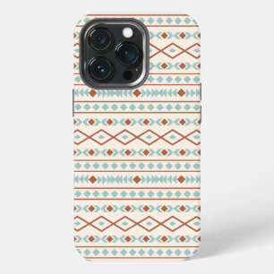Etui iPhone 13 Pro Aztec Formes Motif rouille crème Turquoise