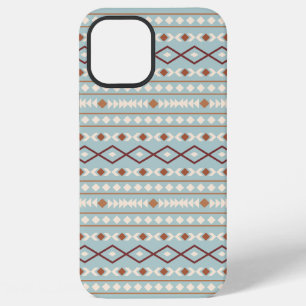 Coque iPhone 12 Pro Max Aztec Formes Motif Rusts Crème Turquoise-Bleu