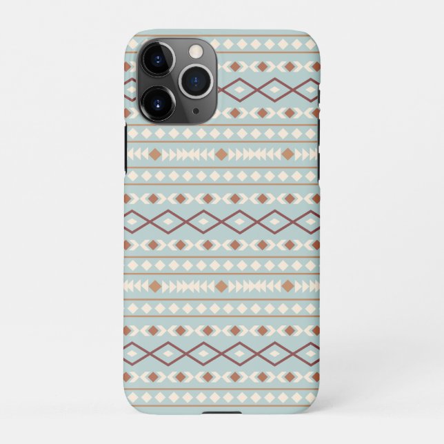 Coque iPhone Aztec Formes Motif Rusts Crème Turquoise-Bleu (Dos)