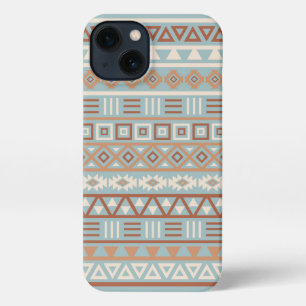 Etui iPhone 13 Aztec Influence Motif Crème Bleue Terracottas