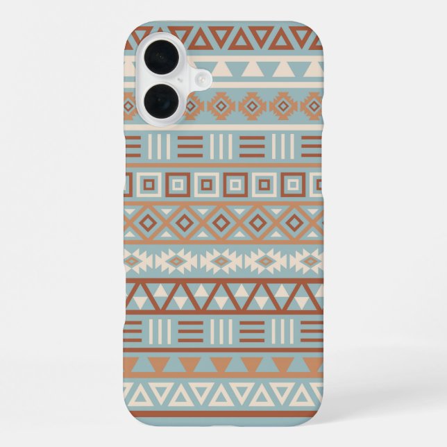 Coque iPhone Aztec Influence Motif Crème Bleue Terracottas (Verso)
