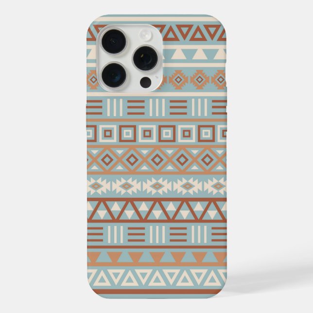 Coque iPhone Aztec Influence Motif Crème Bleue Terracottas (Verso)