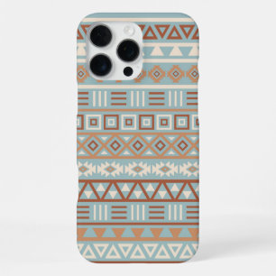 Coque iPhone 16 Pro Max Aztec Influence Motif Crème Bleue Terracottas