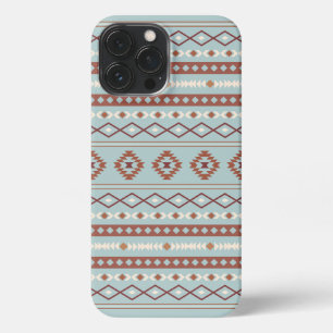 Etui iPhone 13 Pro Max Aztec Mixte Motif Motif Rusts Crème Bleu