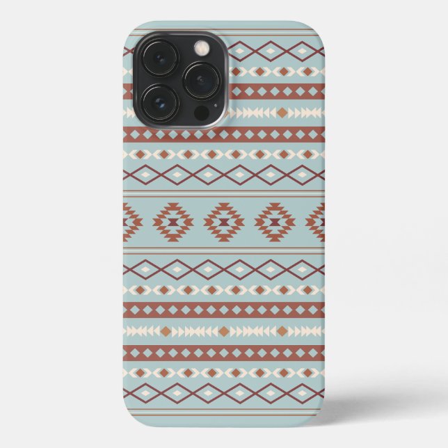 Coque iPhone Aztec Mixte Motif Motif Rusts Crème Bleu (Verso)