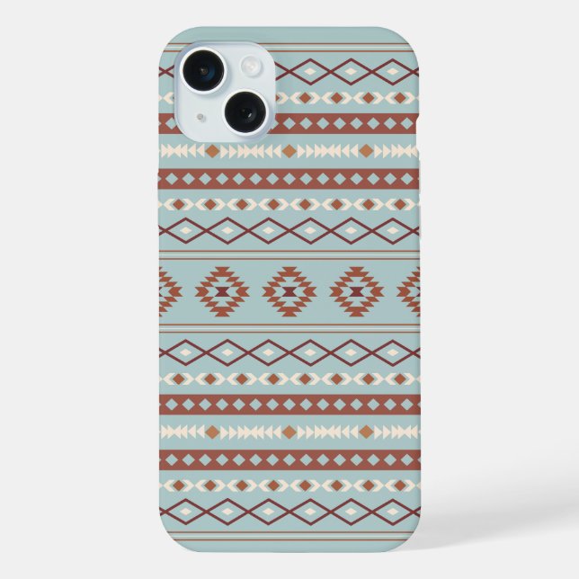 Coque iPhone Aztec Mixte Motif Motif Rusts Crème Bleu (Verso)
