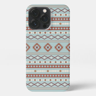 Etui iPhone 13 Pro Aztec Mixte Motif Motif Rusts Crème Bleu