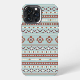 Etui iPhone 13 Pro Max Aztec Mixte Motif Motif Rusts Crème Bleu