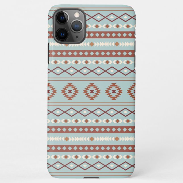 Coque iPhone Aztec Mixte Motif Motif Rusts Crème Bleu (Dos)