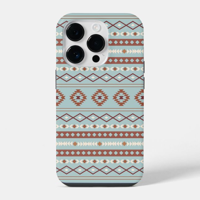 Coque iPhone Aztec Mixte Motif Motif Rusts Crème Bleu (Verso)