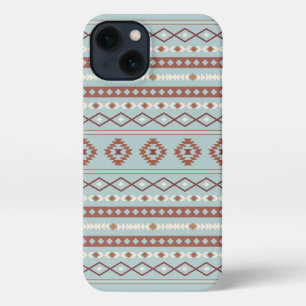Etui iPhone 13 Aztec Mixte Motif Motif Rusts Crème Bleu