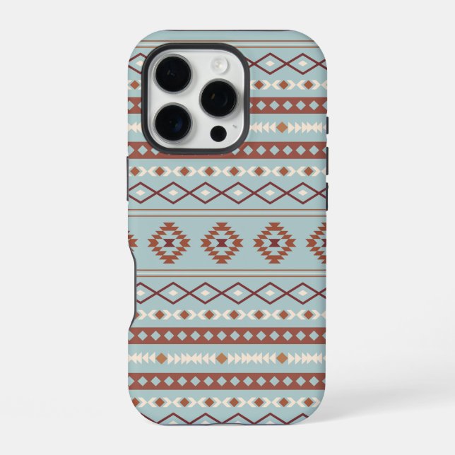 Coque iPhone Aztec Mixte Motif Motif Rusts Crème Bleu (Verso)