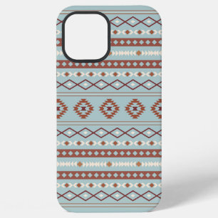 Coque iPhone 12 Pro Max Aztec Mixte Motif Motif Rusts Crème Bleu
