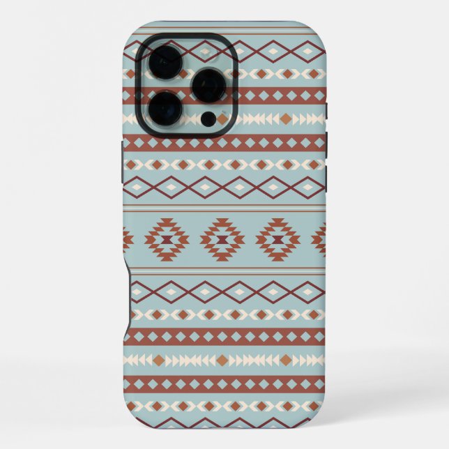 Coque iPhone Aztec Mixte Motif Motif Rusts Crème Bleu (Verso)