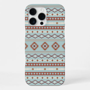 Coque iPhone 16 Pro Max Aztec Mixte Motif Motif Rusts Crème Bleu