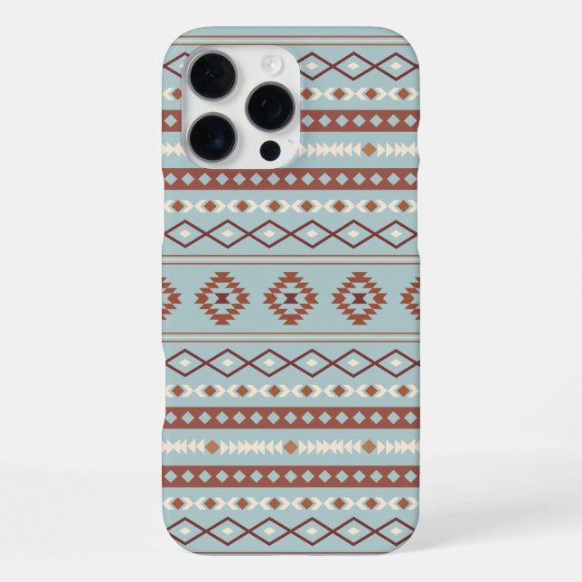 Coque iPhone Aztec Mixte Motif Motif Rusts Crème Bleu (Verso)