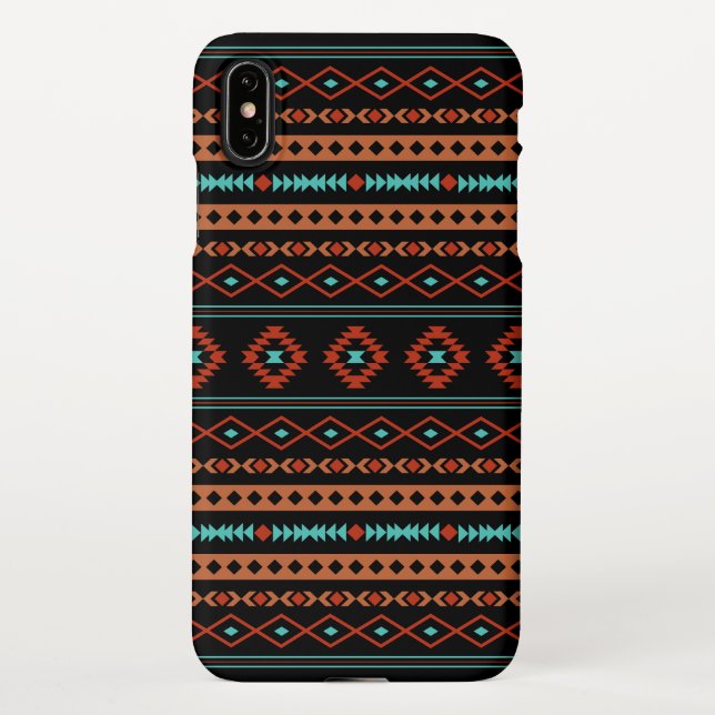 Coque iPhone Aztec Rusts Turquoise Noir Motifs mélangés Motif (Dos)