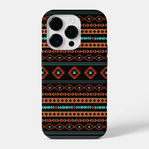 Coque Pour iPhone 14 Plus Aztec Rusts Turquoise Noir Motifs mélangés Motif