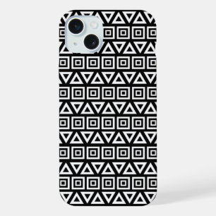 Aztec Triangles+Motif Carré blanc sur noir