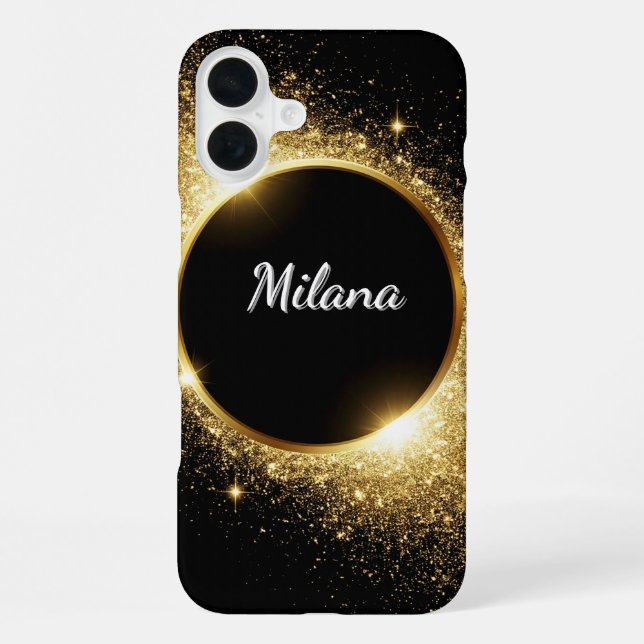 Coque iPhone Bague Paillettes Dorées (Verso)