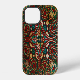 Coque iPhone 12 Bandanna Fleurie Paisley Traditionnel Grunge