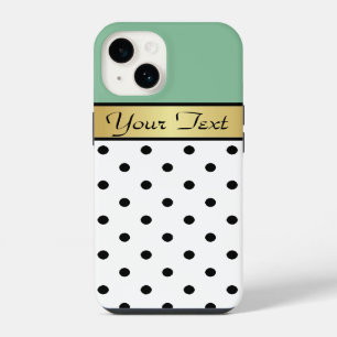 Coque Pour iPhone 14 Bande élégante dorée texte personnalisé menthe ver