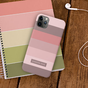 Coque iPhone 16 Pro Max Bandes d'art mauve taupe rose clair personnalisées