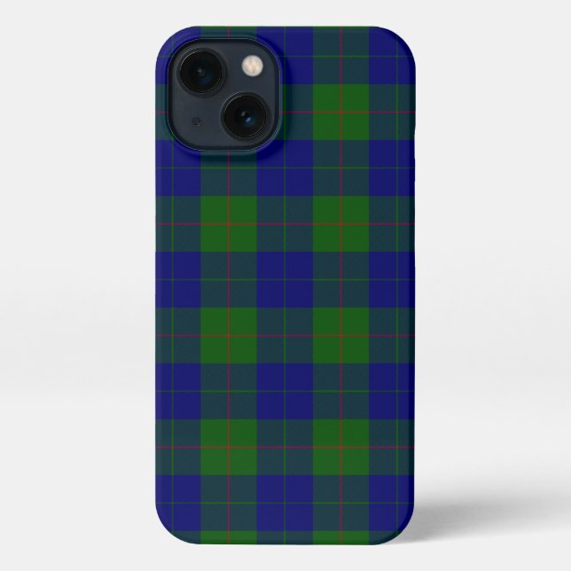 Coque iPhone Barclay tartan bleu vert plaid (Verso)