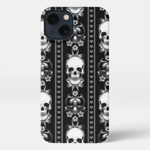 Etui iPhone 13 Baroque Gothique Stripe crâne