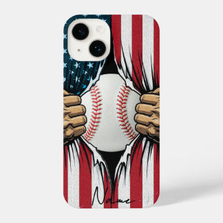 Coque Pour iPhone 14 Baseball Softball American Flag Patriotic