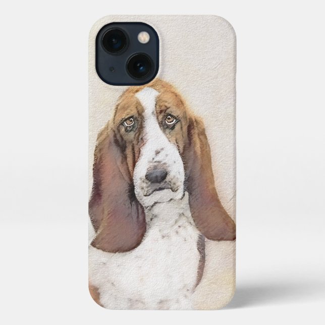 Coque iPhone Basset Hound Peinture - Cute Original Chien Art (Verso)