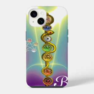 COQUE POUR iPhone 14 BÂTON D'ASCLEPIUS 7 CHAKRAS, YOGA, ÉNERGIE SPIRITU