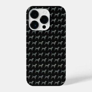 Coque Pour iPhone 14 Plus Beagle Hound Chien Silhouette Jaune Grille noire
