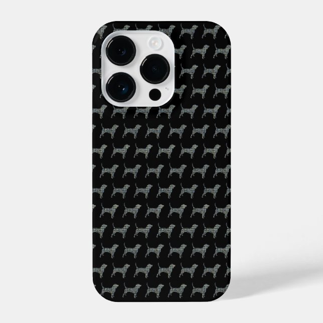 Coque iPhone Beagle Hound Chien Silhouette Jaune Grille noire (Verso)
