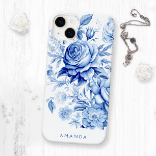 Beau bleu/blanc Roses personnalisés