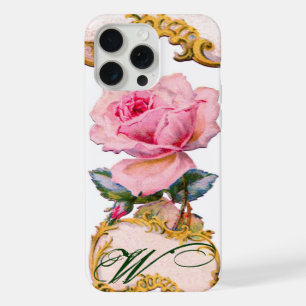 BEAU MONOGRAMME DE ROSE ROSE PÂLE, Bleu sarcelle