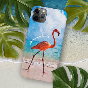 Coque iPhone 16 Pro Max Beau motif d'art à l'aquarelle de flamant rose élé