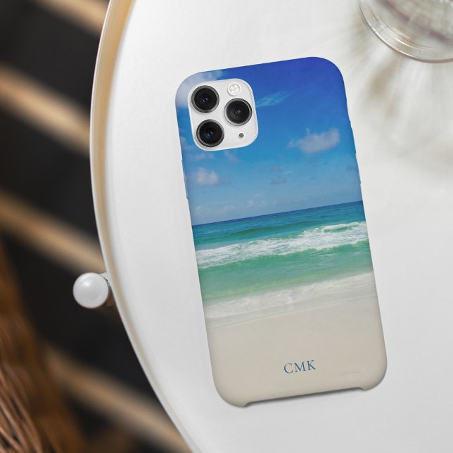 Coque iPhone Belle Photographie de plage Monogramme de bord de  (Créateur téléchargé)