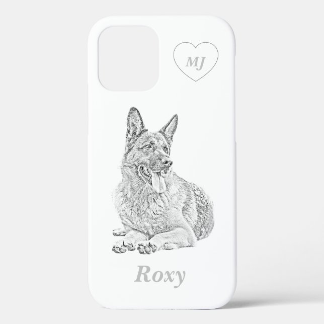 Coque iphone berger allemand crayon personnalisé (Verso)