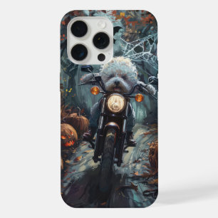 Bichon Frisé en moto Halloween effrayant