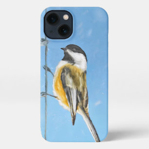 Etui iPhone 13 Bickadee sur la peinture d'alimentation - Oiseaux 