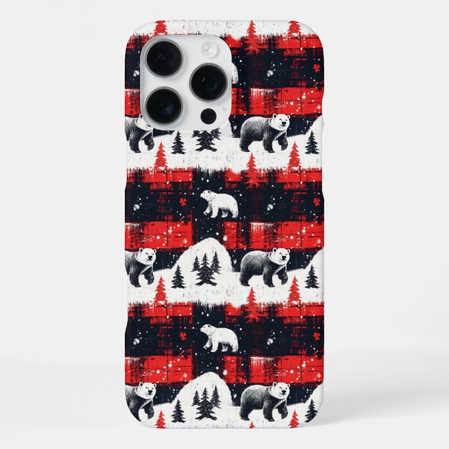 Coque iPhone Bison rouge Plaids Ours polaire (Verso)