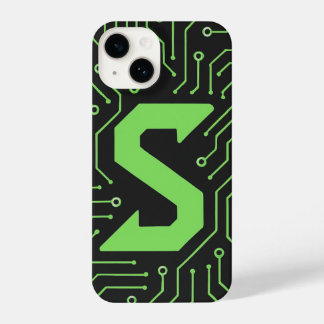 Coque Pour iPhone 14 “Black Cover with Neon Green Lines Trendy