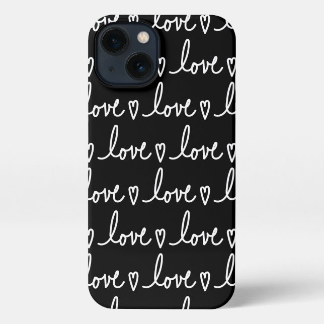 Coque iPhone Black Love Written Words Print  (Verso)