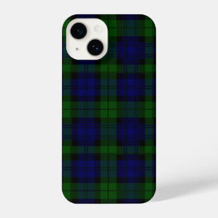 Coque Pour iPhone 14 Black Watch Tartan bleu vert Plaid