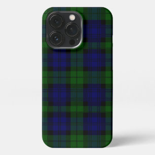 Etui iPhone 13 Pro Black Watch Tartan bleu vert Plaid