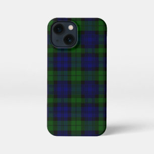 Etui iPhone 13 Mini Black Watch Tartan bleu vert Plaid