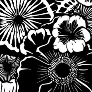 Black White Floral Pattern Bold Botanical Aestheti