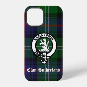 Coque iPhone 12 Blason et tartan du clan Sutherland